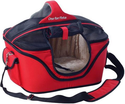 Show full view: One for Pets The Deluxe Cozy Dog & Cat Carrier, Red, Large slide 9 of 12