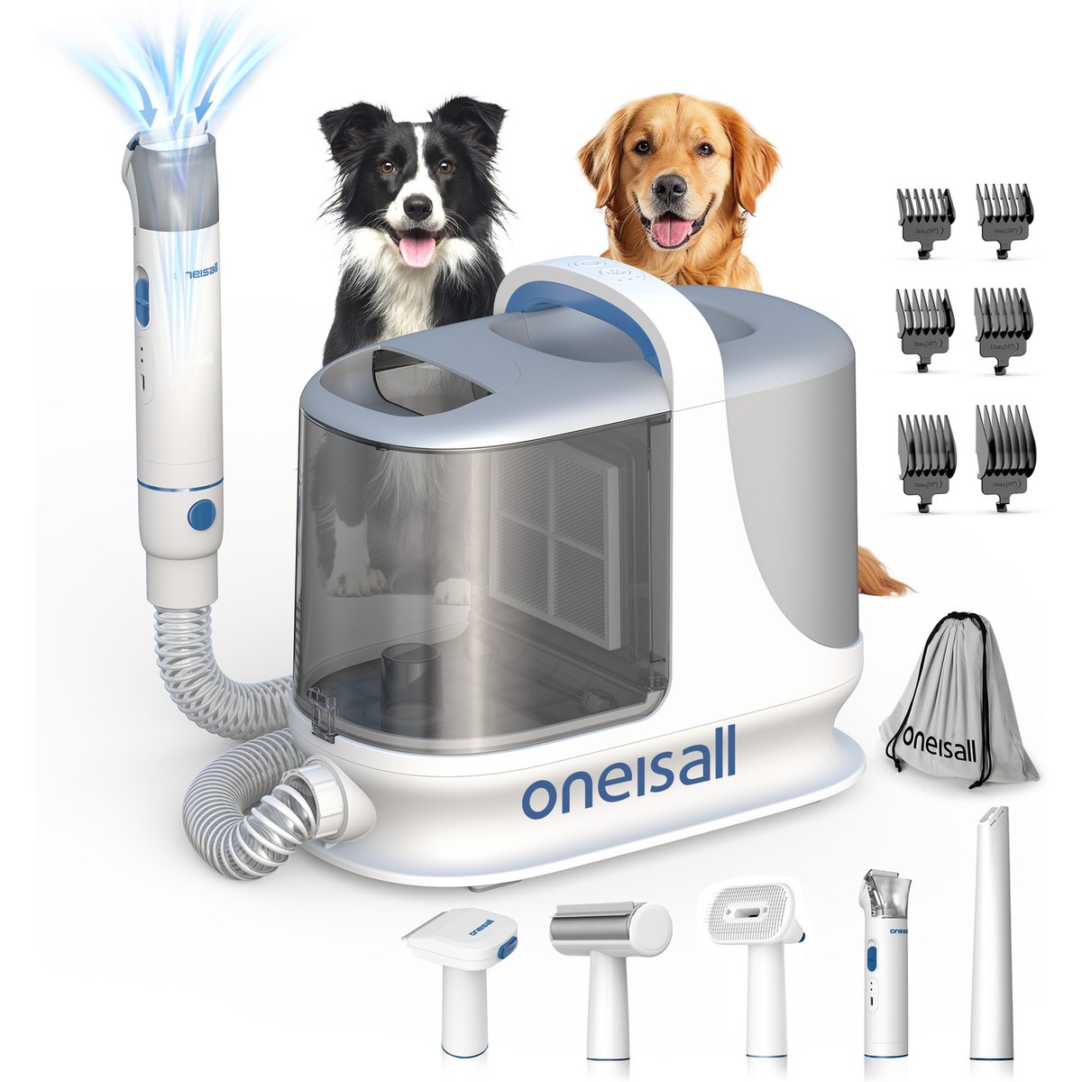 OneIsAll 13000Pa Powerful 3 Suction Levels Dog Grooming Vaccum Kit, 3-L