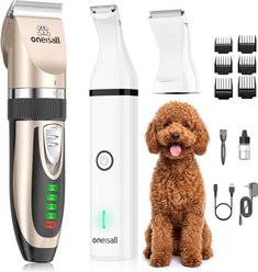 OneIsAll 2-in-1 Cordless Stainless Steel Low-Noise Dog & Cat Grooming Clipper & Paw Trimmer Kit slide 1 of 6