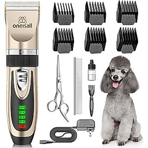 OneIsAll Cordless 2-Speed Pet Hair Grooming Clipper, Gold