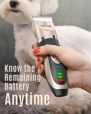 Show full view: OneIsAll Cordless 2-Speed Pet Hair Grooming Clipper, Gold slide 3 of 11