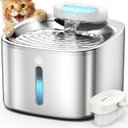 OneIsAll Cordless Stainless Steel Rechargeable Dog & Cat Water Fountain, 118-oz, Silver