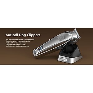 OneIsAll K52NTS Cordless 2-Speed Pet Hair Grooming Clipper for Thick Heavy Coats, Silver
