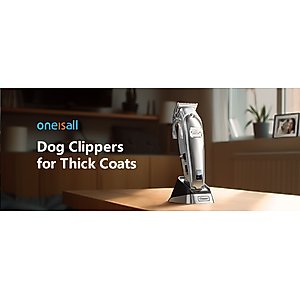 OneIsAll K52NTS Cordless 2-Speed Pet Hair Grooming Clipper for Thick Heavy Coats, Silver