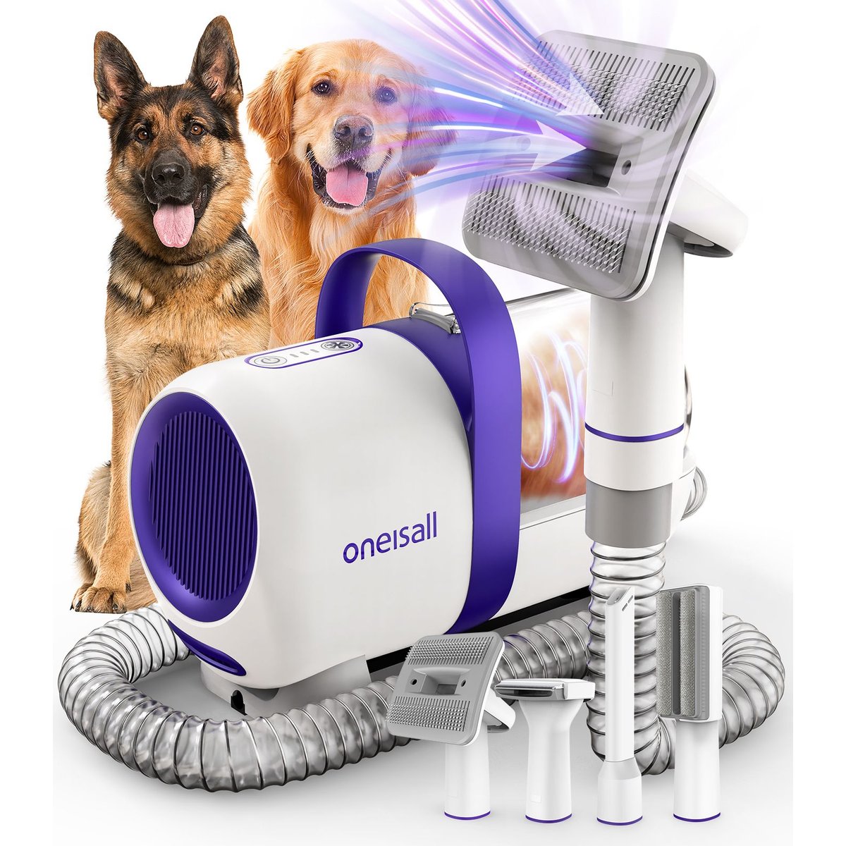 OneIsAll LM5 Low-Noise Dog Hair Vacuum & Grooming Kit, 1.5-L