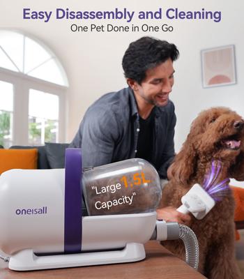Show full view: OneIsAll LM5 Low-Noise Dog Hair Vacuum & Grooming Kit, 1.5-L slide 5 of 12