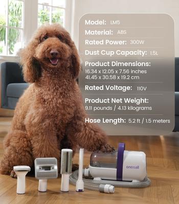 Show full view: OneIsAll LM5 Low-Noise Dog Hair Vacuum & Grooming Kit, 1.5-L slide 7 of 12