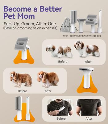 Show full view: OneIsAll LM5 Low-Noise Dog Hair Vacuum & Grooming Kit, 1.5-L slide 3 of 12