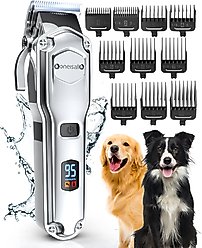 OneIsAll RFC-676 Cordless Stainless Steel Waterproof Dog Grooming Clipper, Silver