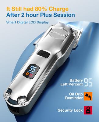 Show full view: OneIsAll RFC-676 Cordless Stainless Steel Waterproof Dog Grooming Clipper, Silver slide 2 of 11