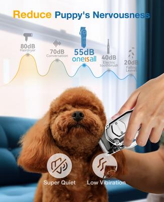 Show full view: OneIsAll RFC-676 Cordless Stainless Steel Waterproof Dog Grooming Clipper, Silver slide 7 of 11