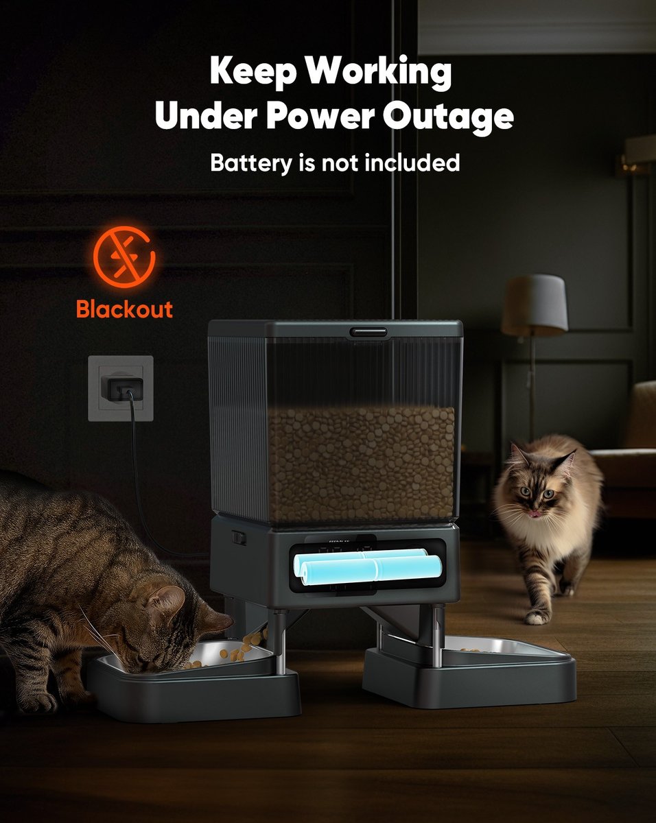 OneIsAll Cordless Wi-Fi Automatic Cat Feeder, 12 cups