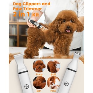 OneIsAll X2+N5 2-in-1 Cordless Stainless Steel Low-Noise Dog & Cat Grooming Clipper & Paw Trimmer Kit