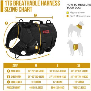 OneTigris AIRE Nylon Mesh No Pull Dog Harness, Black, Medium: 24 to 32-in chest