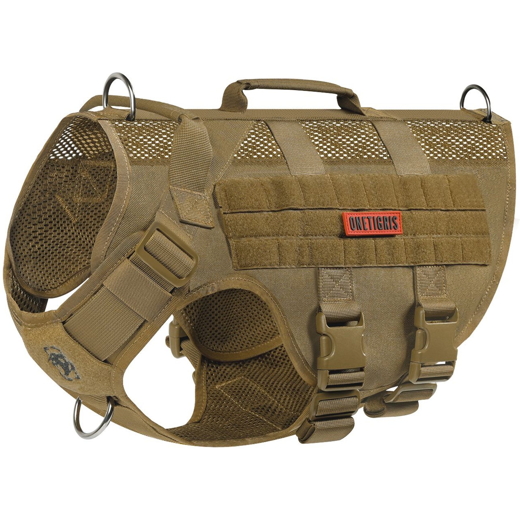 OneTigris AIRE Nylon Mesh No Pull Dog Harness, Coyote Brown, Medium: 24 to 32-in chest