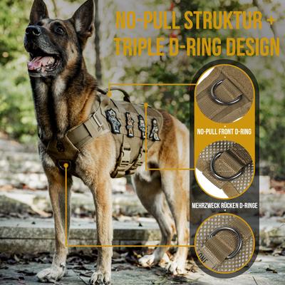 Show full view: OneTigris AIRE Nylon Mesh No Pull Dog Harness, Coyote Brown, Medium: 24 to 32-in chest slide 6 of 8