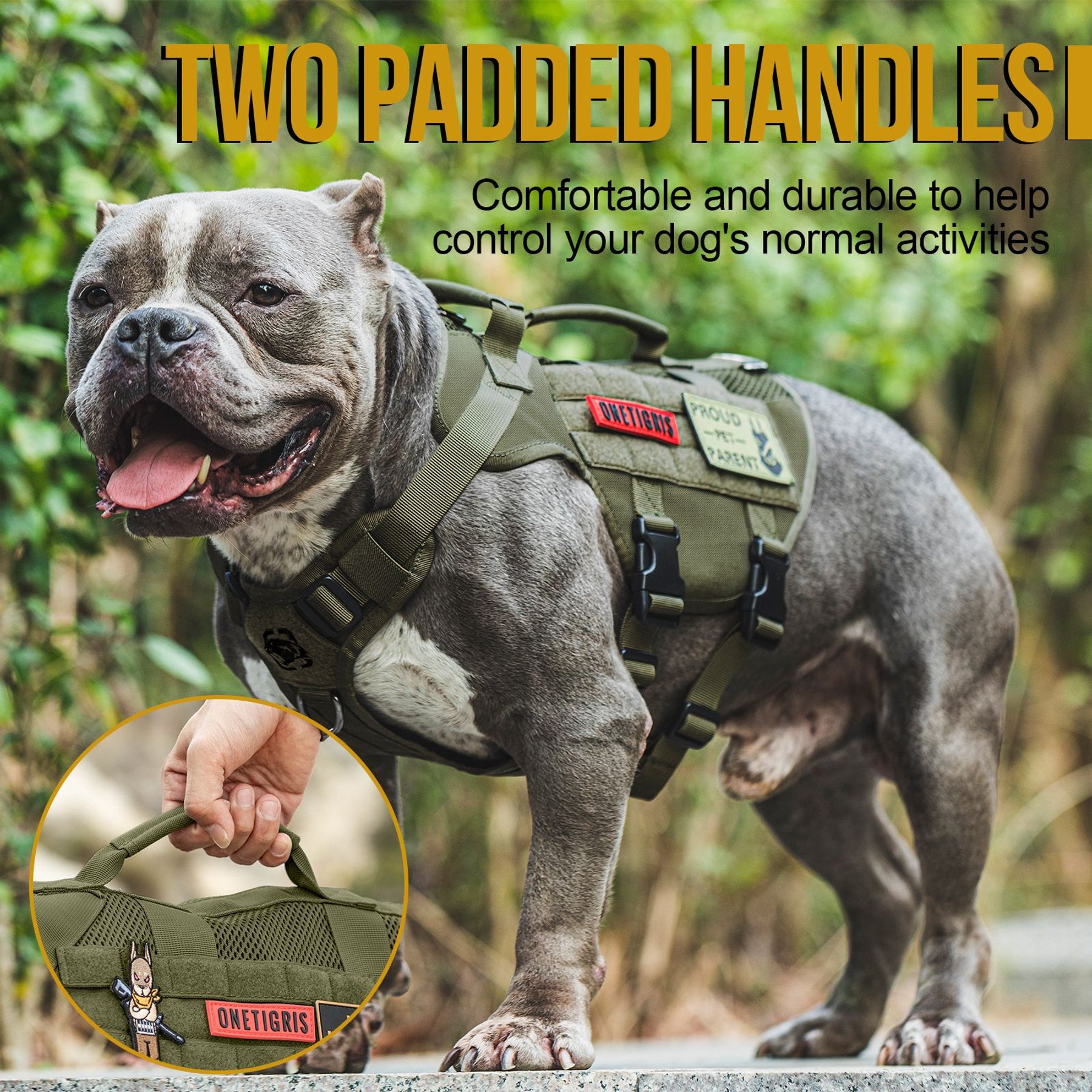 OneTigris AIRE Nylon Mesh No Pull Dog Harness, Ranger Green, X-Large: 31 to 40-in chest