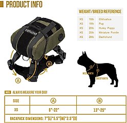 OneTigris Eureka K9 Dog Backpack, Ranger Green, X-Small slide 2 of 9
