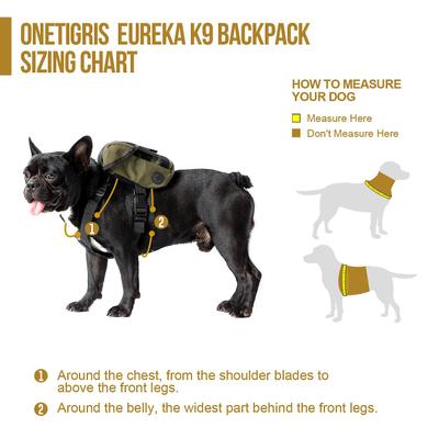 Show full view: OneTigris Eureka K9 Dog Backpack, Ranger Green, X-Small slide 5 of 10