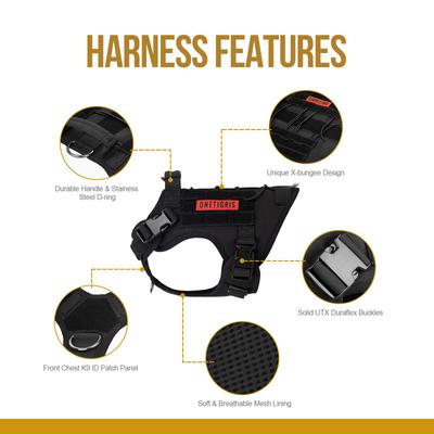 Show full view: OneTigris FIRE WATCHER 2.0 No Pull Dog Harness, Black, Small: 20 to 27-in chest slide 2 of 11