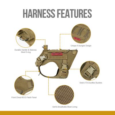 Show full view: OneTigris FIRE WATCHER 2.0 No Pull Dog Harness, Coyote Brown, Small: 20 to 27-in chest slide 2 of 11