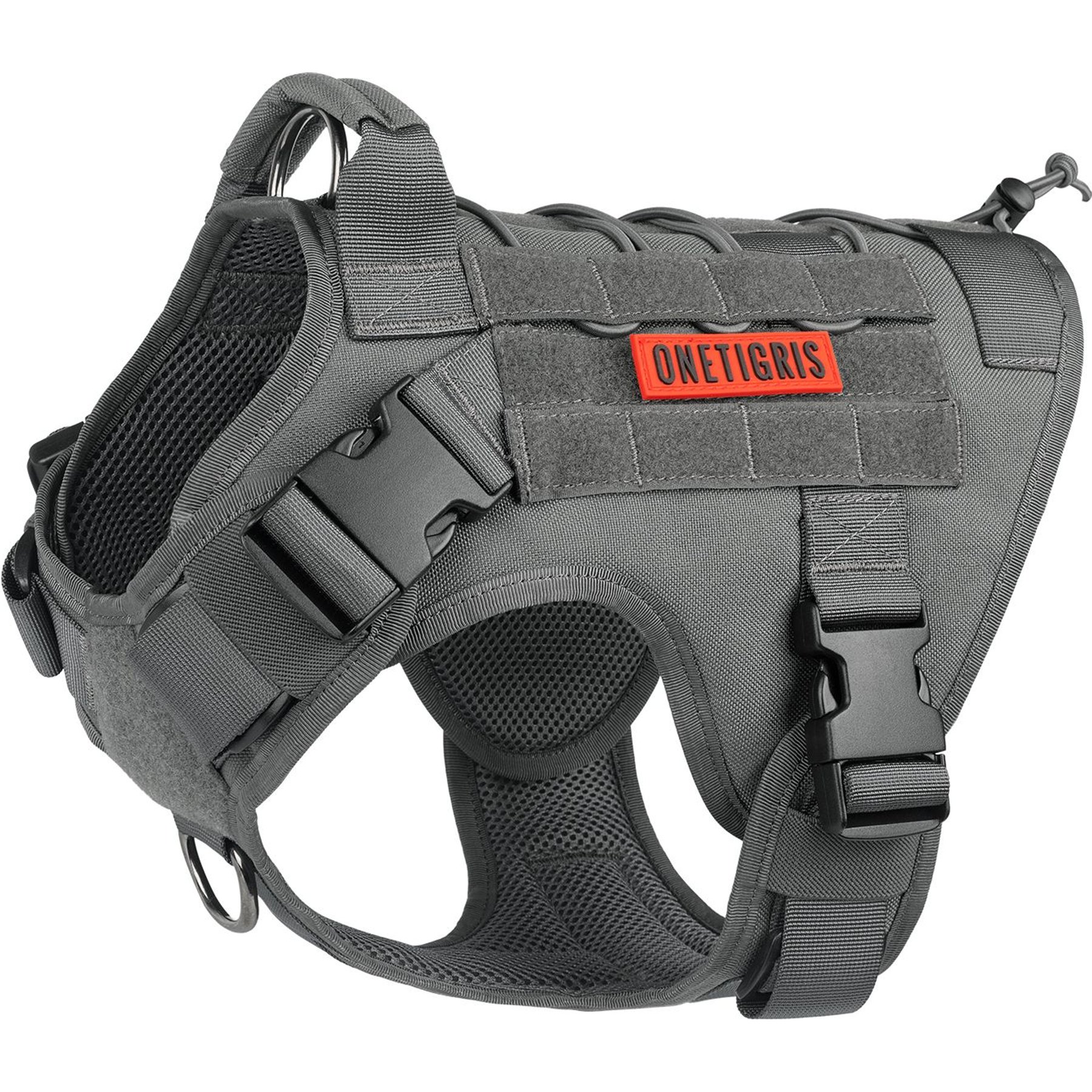 OneTigris FIRE WATCHER 2.0 No Pull Dog Harness, Grey, Large: 27 to 36-in chest