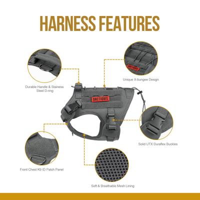 Show full view: OneTigris FIRE WATCHER 2.0 No Pull Dog Harness, Grey, Medium: 24 to 32-in chest slide 3 of 11