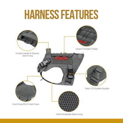 Show full view: OneTigris FIRE WATCHER 2.0 No Pull Dog Harness, Grey, Small: 20 to 27-in chest slide 7 of 11