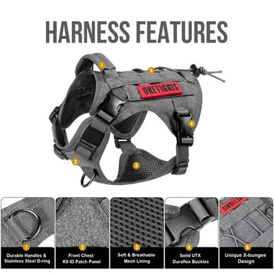 Show full view: OneTigris FIRE WATCHER 2.0 No Pull Dog Harness, Grey, X-Small: 15 to 22-in chest slide 5 of 10