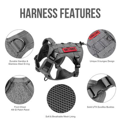 Show full view: OneTigris FIRE WATCHER 2.0 No Pull Dog Harness, Grey, X-Small: 15 to 22-in chest slide 3 of 10