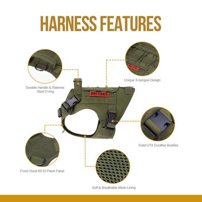 Show full view: OneTigris FIRE WATCHER 2.0 No Pull Dog Harness, Ranger Green, Small: 20 to 27-in chest slide 3 of 12