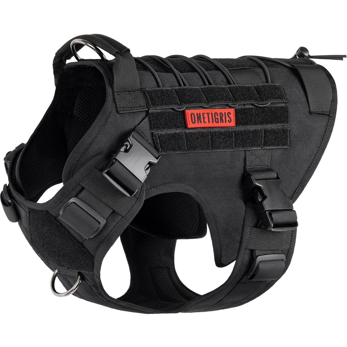 OneTigris FIRE WATCHER 2.0 Tactical Dog Harness, Black, Large, Chest Girth 27-36-in