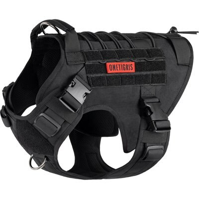 OneTigris OneTigris FIRE WATCHER 2.0 Tactical Dog Harness, Black, Large, Chest Girth 27-36-in