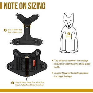 OneTigris FIRE WATCHER 2.0 Tactical Dog Harness, Black, Large, Chest Girth 27-36-in