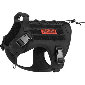 OneTigris FIRE WATCHER 2.0 Tactical Dog Harness, Black, Medium, Chest Girth 24-32-in