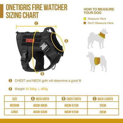 Show full view: OneTigris FIRE WATCHER 2.0 Tactical Dog Harness, Black, Medium, Chest Girth 24-32-in slide 4 of 12