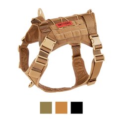 OneTigris FIRE WATCHER 2.0 Tactical Dog Harness, Cotoye Brown, Large, Chest Girth 27-36-in