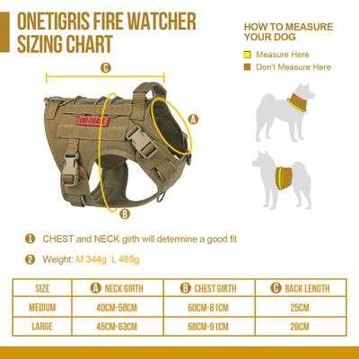 Show full view: OneTigris FIRE WATCHER 2.0 Tactical Dog Harness, Cotoye Brown, Large, Chest Girth 27-36-in slide 6 of 13