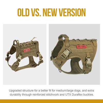 Show full view: OneTigris FIRE WATCHER 2.0 Tactical Dog Harness, Cotoye Brown, Large, Chest Girth 27-36-in slide 8 of 13