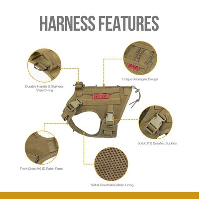 Show full view: OneTigris FIRE WATCHER 2.0 Tactical Dog Harness, Cotoye Brown, Large, Chest Girth 27-36-in slide 9 of 13