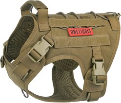 OneTigris FIRE WATCHER 2.0 Tactical Dog Harness, Cotoye Brown, Medium, Chest Girth 24-32-in