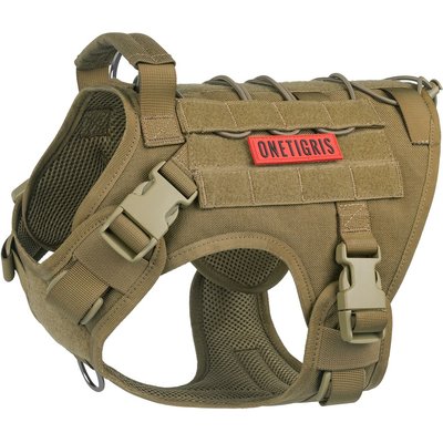 OneTigris OneTigris FIRE WATCHER 2.0 Tactical Dog Harness, Cotoye Brown, Medium, Chest Girth 24-32-in