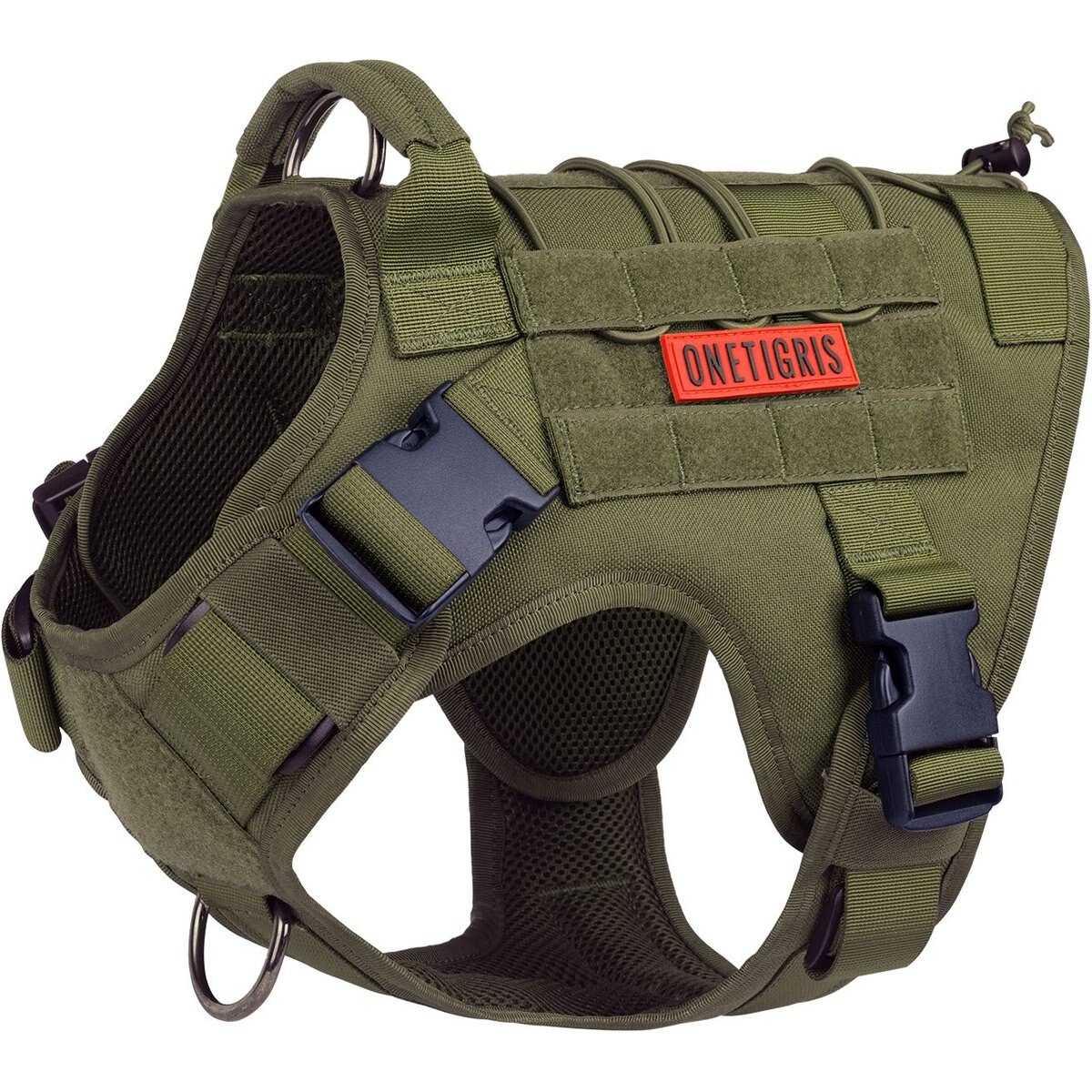 Tactical Vest Nylon Front Clip Dog Harness, Ranger Green, Large: 22 to 42-in chest, Onetigris