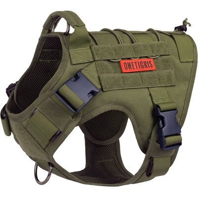 OneTigris Tactical Vest Nylon Front Clip Dog Harness, Ranger Green, Large: 22 to 42-in chest, Onetigris