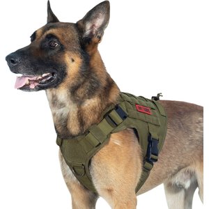OneTigris FIRE WATCHER 2.0 Tactical Dog Harness, Ranger green, Large, Chest Girth 27-36-in
