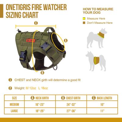Show full view: OneTigris FIRE WATCHER 2.0 Tactical Dog Harness, Ranger green, Large, Chest Girth 27-36-in slide 6 of 12