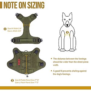 OneTigris FIRE WATCHER 2.0 Tactical Dog Harness, Ranger green, Large, Chest Girth 27-36-in