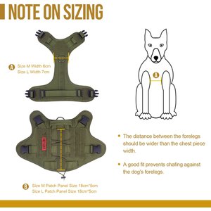 OneTigris FIRE WATCHER 2.0 Tactical Dog Harness, Ranger green, Large, Chest Girth 27-36-in