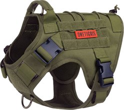 OneTigris FIRE WATCHER 2.0 Tactical Dog Harness, Ranger green, Medium, Chest Girth 24-32-in