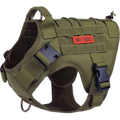 OneTigris Tactical Vest Nylon Front Clip Dog Harness, Ranger Green, Medium: 17 to 39-in chest, Onetigris